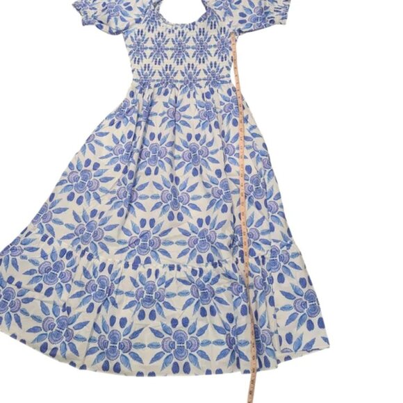 Hill House Louisa Nap Dress Blue Shell Mosaic Cotton Size Small - Picture 4 of 6